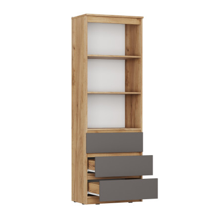 Современная мебель Стеллаж с ящиками как IKEA LOFT для книг и хранения С-22 СИТИ ЛДСП cерый графит / дуб крафт золотой, купить недорого в фирменном салоне магазине «Моя Мебель», всего за 7 930 руб.