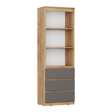 Современная мебель Стеллаж с ящиками как IKEA LOFT для книг и хранения С-22 СИТИ ЛДСП cерый графит / дуб крафт золотой, купить недорого в фирменном салоне магазине «Моя Мебель», всего за 7 930 руб.