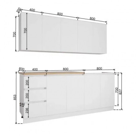 Кухонный гарнитур «Белая кухня х2.0м» для маленькой кухни в стиле IKEA МОРИ 2 м (МП) ЛДСП