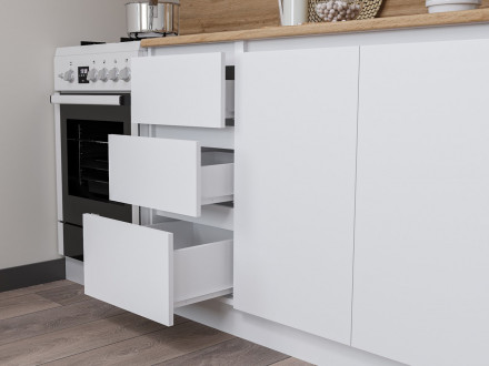 Кухонный гарнитур «Белая кухня х2.0м» для маленькой кухни в стиле IKEA МОРИ 2 м (МП) ЛДСП