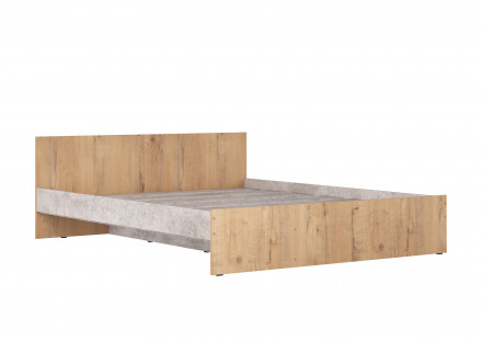 Кр-04 Кровать двуспальная УЛЬТРА х1600 в стиле лофт LOFT wood studio недорого ЛДСП Цемент / Дуб Бунратти