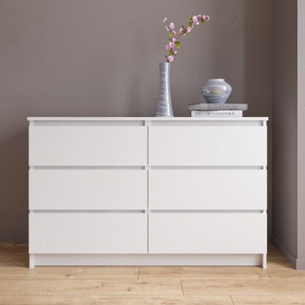 Белый широкий комод как ИКЕА МАЛЬМ (IKEA MALM) 6 ящиков МК 1200.6 (МП/3) МС мори