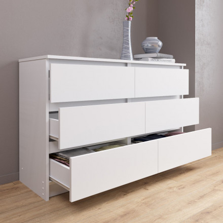 Белый широкий комод как ИКЕА МАЛЬМ (IKEA MALM) 6 ящиков МК 1200.6 (МП/3) МС мори