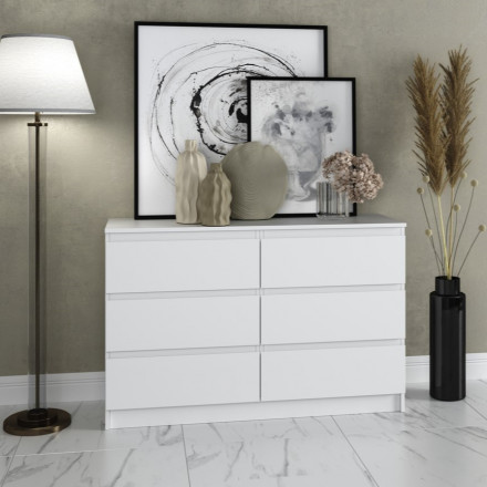 Белый широкий комод как ИКЕА МАЛЬМ (IKEA MALM) 6 ящиков МК 1200.6 (МП/3) МС мори