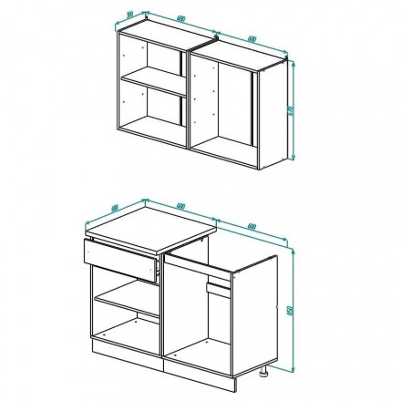 Кухонный гарнитур для маленькой кухни, Кухня 120 см дизайн ИКЕА (IKEA), Легенда-40 sity ЛДСП сумеречный голубой / белый