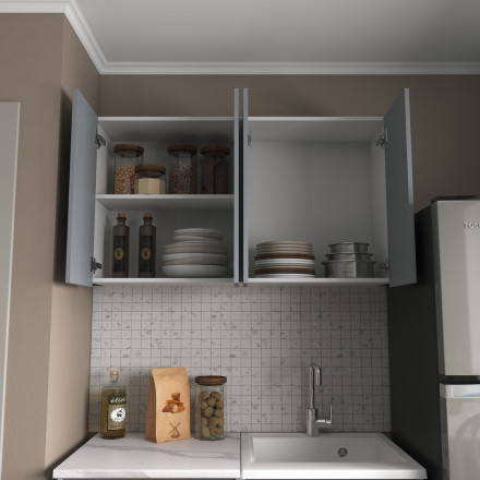 Кухонный гарнитур для маленькой кухни, Кухня 120 см дизайн ИКЕА (IKEA), Легенда-40 sity ЛДСП сумеречный голубой / белый