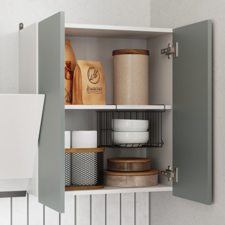 Кухонный гарнитур для маленькой кухни, Кухня 120 см дизайн ИКЕА (IKEA), Легенда-40 sity ЛДСП сумеречный голубой / белый