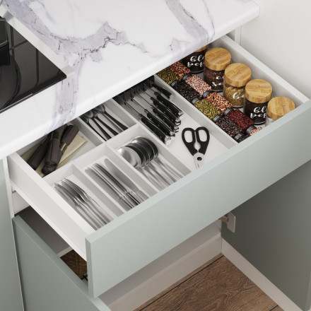 Кухонный гарнитур для маленькой кухни, Кухня 120 см дизайн ИКЕА (IKEA), Легенда-40 sity ЛДСП сумеречный голубой / белый