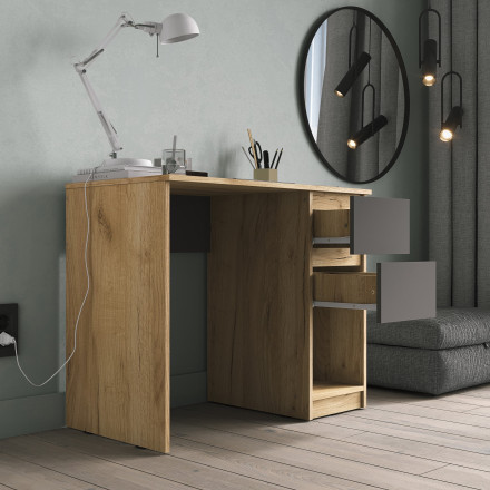Письменный стол с ящиками как ИКЕА КАЛЛАКС (IKEA KALLAX) СП-18 сити Графит / дуб Крафт золотой