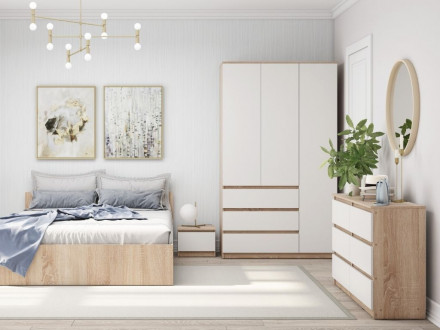 Широкий комод под ТВ как ИКЕА МАЛЬМ (IKEA MALM) 6 ящиков МК 1380.6 (МП/3) сонома / белый МС мори