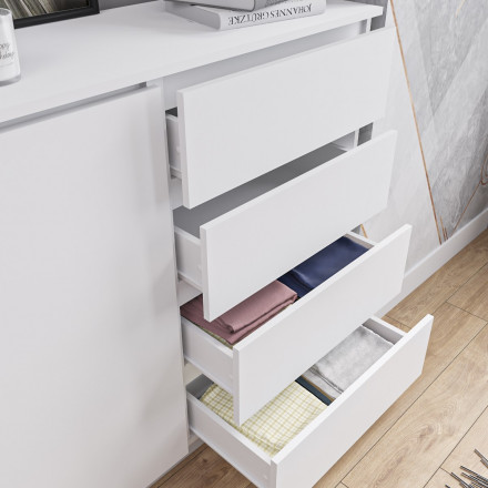 Белый широкий тумба комод под телевизор как ИКЕА МАЛЬМ (IKEA MALM) МК 1600.1 (МП/3) МС мори