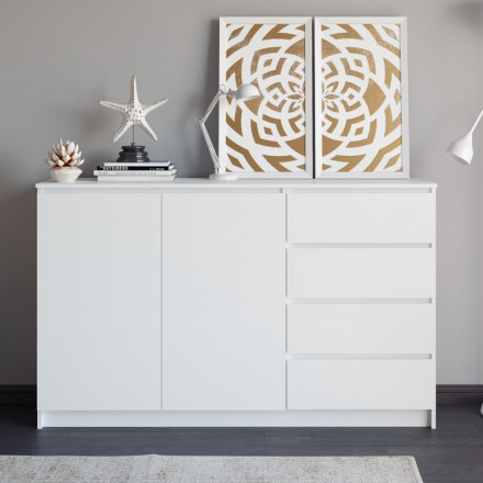 Белый широкий тумба комод под телевизор как ИКЕА МАЛЬМ (IKEA MALM) МК 1600.1 (МП/3) МС мори