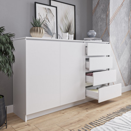 Белый широкий тумба комод под телевизор как ИКЕА МАЛЬМ (IKEA MALM) МК 1600.1 (МП/3) МС мори