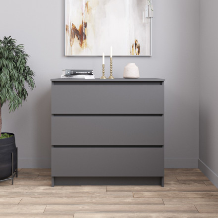 Недорогой комод с 3 ящиками ЛОФТ loft как ИКЕА MALM Графит МК 800.1 (МП) МС мори