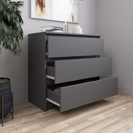 Недорогой комод с 3 ящиками ЛОФТ loft как ИКЕА MALM Графит МК 800.1 (МП) МС мори