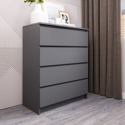 Недорогой комод с 4 ящиками ЛОФТ loft как ИКЕА MALM Графит МК 800.4 (МП) МС мори