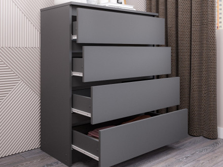 Недорогой комод с 4 ящиками ЛОФТ loft как ИКЕА MALM Графит МК 800.4 (МП) МС мори