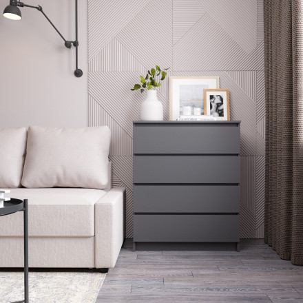Недорогой комод с 4 ящиками ЛОФТ loft как ИКЕА MALM Графит МК 800.4 (МП) МС мори