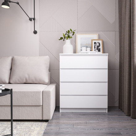Белый комод с 4 ящиками как IKEA MALM (ИКЕА МАЛЬМ) МК 800.4 (МП/3) МС мори