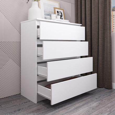 Белый комод с 4 ящиками как IKEA MALM (ИКЕА МАЛЬМ) МК 800.4 (МП/3) МС мори