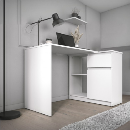 Белый письменный стол Трансформер с тумбой, ящиком и полкой как IKEA, СП-21 СИТИ ЛДСП