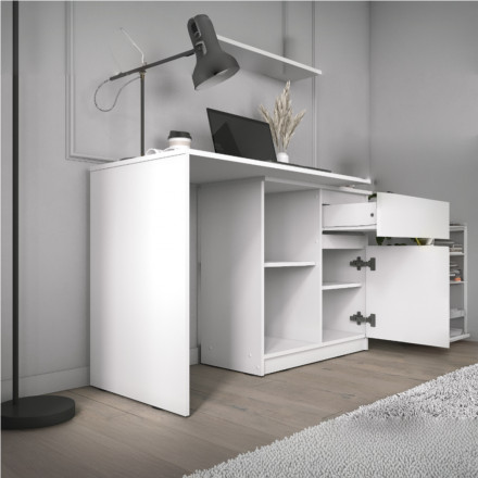 Белый письменный стол Трансформер с тумбой, ящиком и полкой как IKEA, СП-21 СИТИ ЛДСП