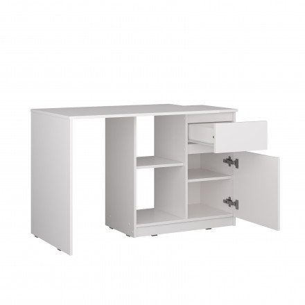 Белый письменный стол Трансформер с тумбой, ящиком и полкой как IKEA, СП-21 СИТИ ЛДСП