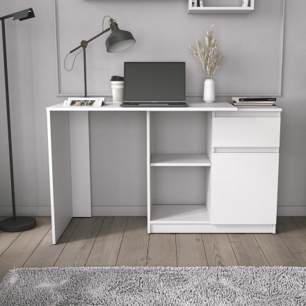 Белый письменный стол Трансформер с тумбой, ящиком и полкой как IKEA, СП-21 СИТИ ЛДСП