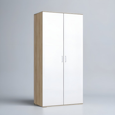 Современная мебель прихожая в коридор со шкафом для одежды, обувницей, зеркалом, вешалкой, банкеткой, тумбой в маленький узкий коридор Модульная ЛАЙТ, дизайн стиля в квартире №6 (сонома / белый), купить недорого в фирменном салоне магазине «Моя Мебель», всего за 42 470 руб.