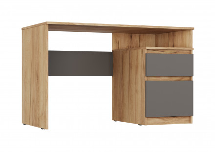 Письменный стол для школьника с тумбой как ИКЕА МАЛЬМ (IKEA MALM) СП-14 сити Графит / дуб Крафт золотой
