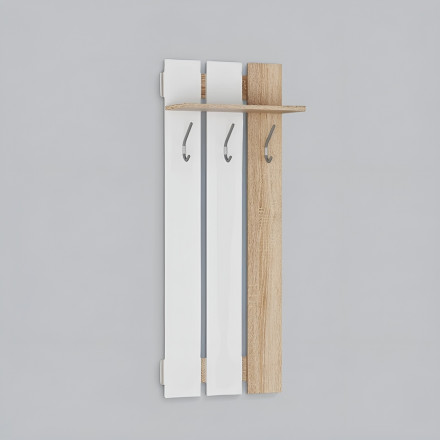 Современная мебель прихожая в коридор с вешалкой, банкеткой, тумбой в маленький узкий коридор Модульная ЛАЙТ, дизайн стиля в квартире №1 (сонома / белый), купить недорого в фирменном салоне магазине «Моя Мебель», всего за 11 690 руб.