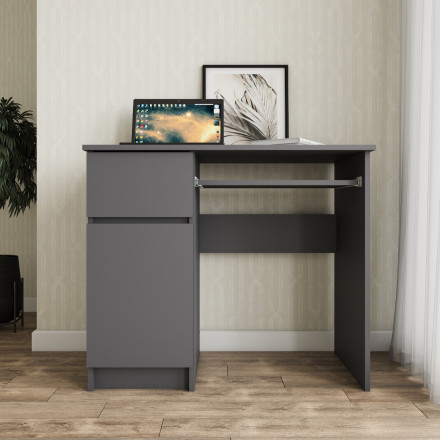 Письменный стол с полкой ящиком и тумбой, аналог ИКЕА ЭЙЛЕР (IKEA EJLER) МС-1 левый (МП), Графит МС мори