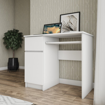 Белый стол с тумбой, полкой и ящиком аналог ИКЕА ЭЙЛЕР (IKEA EJLER) МС-1 левый (МП/3) МС мори