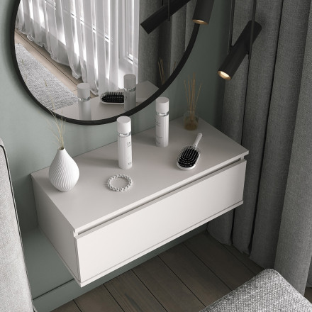 Белая настенная полка навесная Тумба с ящиком как ИКЕА (IKEA) ТВ-11 СИТИ ЛДСП