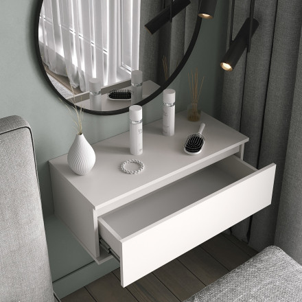 Белая настенная полка навесная Тумба с ящиком как ИКЕА (IKEA) ТВ-11 СИТИ ЛДСП