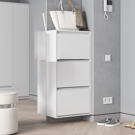 Белая навесная Обувница в прихожую как галошница ИКЕА БИССА (IKEA BISSA) ОБ-04 СИТИ