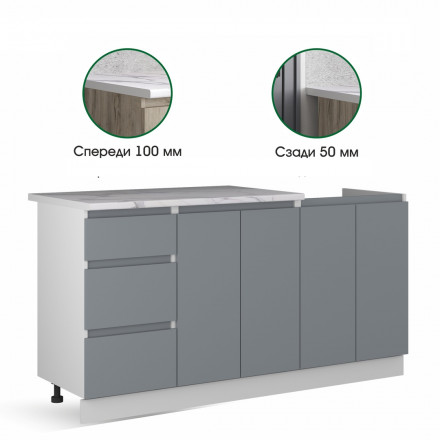 Маленький кухонный гарнитур для кухни 160 см прямая дизайн ИКЕА (IKEA), Легенда-40 sity ЛДСП сумеречный голубой / белый