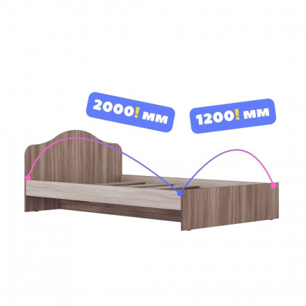 Полуторка кровать 120 200, размер матраса 1200 2000 КР-02 х1200 ЛДСП ясень шимо светлый / ясень шимо темный