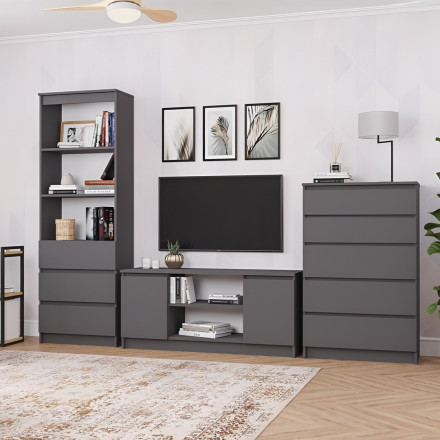 Современная мебель тумба под телевизор в гостиную напольная | ТВ тумба | Подставка под телевизор Консоль | Тумбочка в прихожую, графит МТВ 1200.1 (МП) мори, купить недорого в фирменном салоне магазине «Моя Мебель», всего за 6 290 руб.