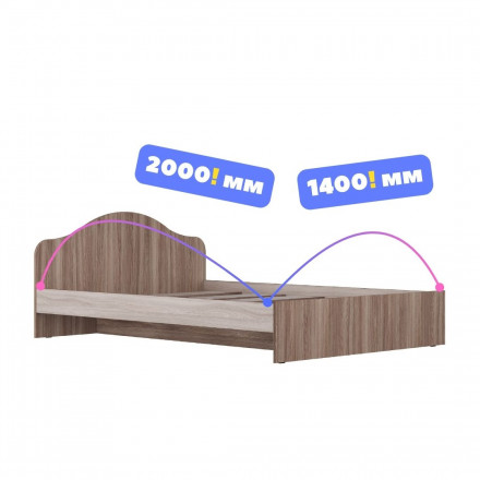 Полуторка кровать 140 200, размер матраса 1400 2000 КР-02 х1400 ЛДСП ясень шимо светлый / ясень шимо темный