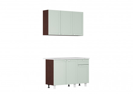 Современная мебель кухонный гарнитур ЛЕГЕНДА-38 рамка МДФ х1,2м ПВХ Финиш Фон Ментол / корпус Дуб Венге, купить недорого в фирменном салоне магазине «Моя Мебель», всего за 19 370 руб.