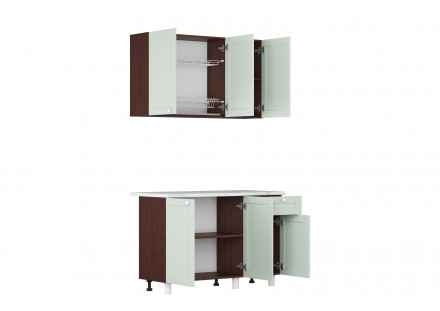 Современная мебель кухонный гарнитур ЛЕГЕНДА-38 рамка МДФ х1,2м ПВХ Финиш Фон Ментол / корпус Дуб Венге, купить недорого в фирменном салоне магазине «Моя Мебель», всего за 19 370 руб.