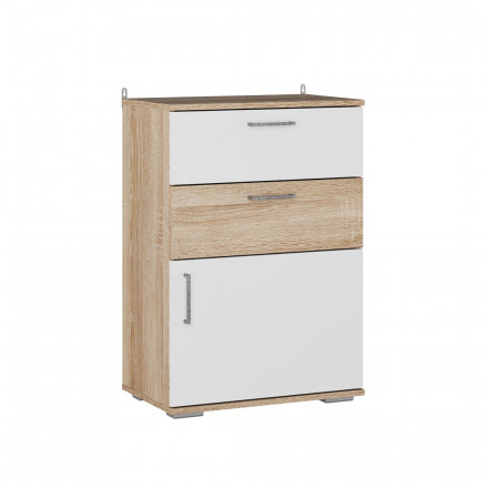 Современная мебель обувница в прихожую закрытая узкая | для обуви Тумба в прихожую с 2 выдвижными ящиками | Галошница | Обувной шкаф | Шкаф под обувь | Тумба в коридор ТБ-09 ЛАЙТ ЛДСП белый / сонома, купить недорого в фирменном салоне магазине «Моя Мебель», всего за 7 430 руб.