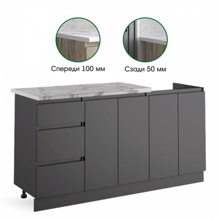 Маленький Кухонный гарнитур для кухни 160 см прямой дизайн ИКЕА (IKEA), Легенда-40 sity ЛДСП серый графит