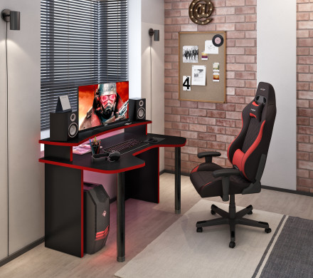 Компьютерный стол СКЛ-Игр140Ч+НКИЛ140 RED