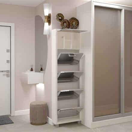 Современная мебель люкс фасад зеркало (белый шагрень) 4-х секционный Твикс, купить недорого в фирменном салоне магазине «Моя Мебель», всего за 29 820 руб.