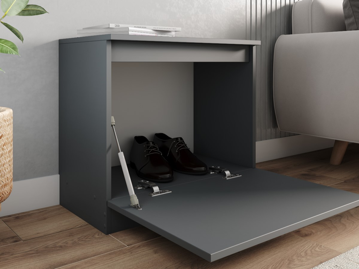 Фото недорогой обувницы в узкую прихожую из коллекции 'МОРИ' в цвете Графит в магазине